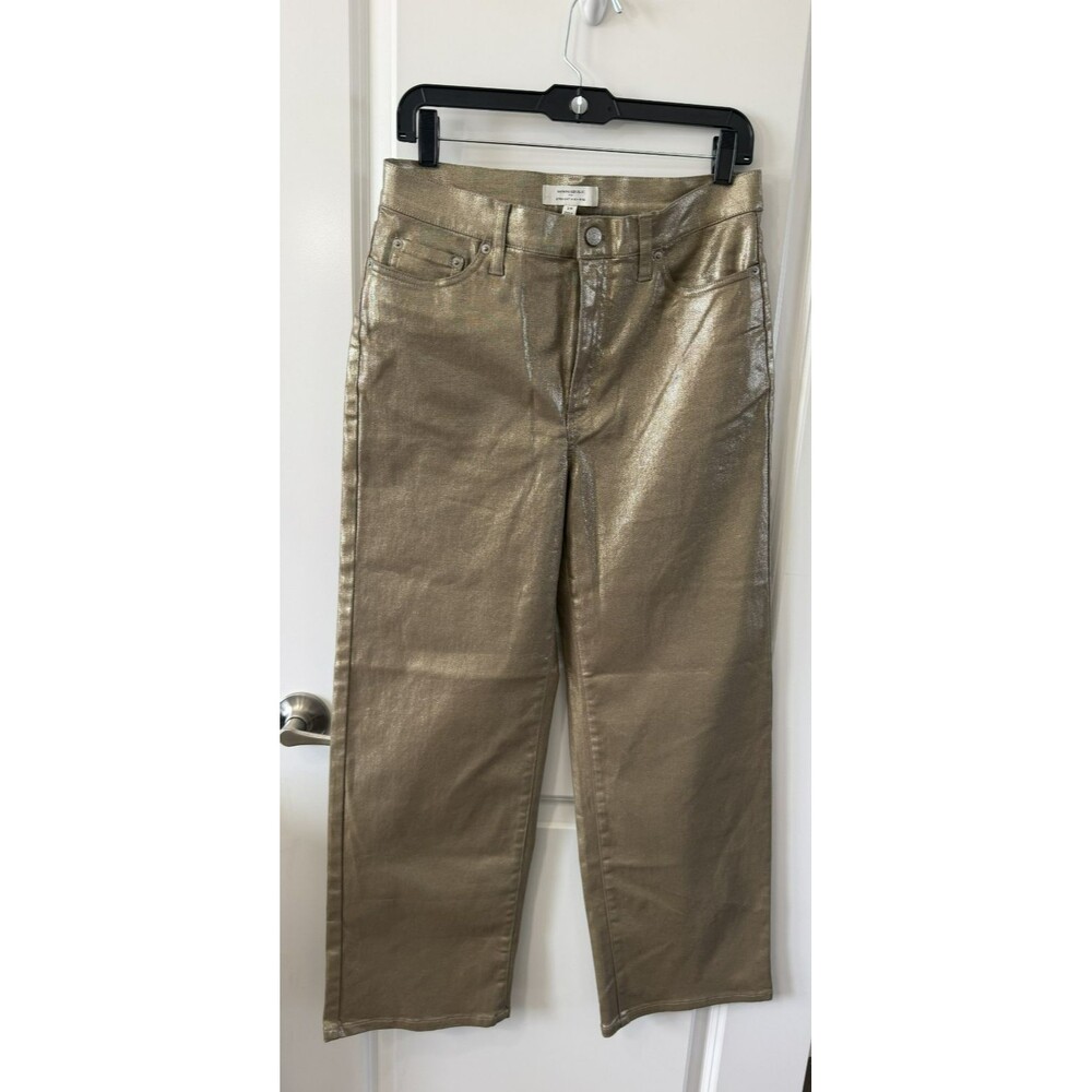 Banana Republic Women’s High-Rise Straight Metallic Gold Denim Jeans 29 Holiday